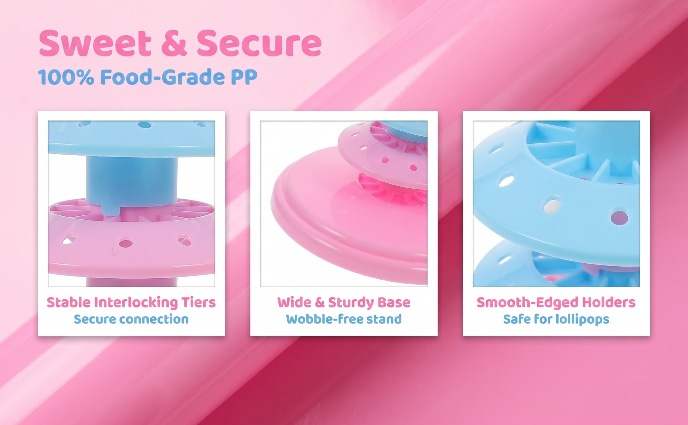 Wedding Cake Supply - 1個入り、多層式キャンディホルダー。PP素材。結婚式やパーティーでのケーキポップの展示用スタンド。卓上キャンディラック。キッチンやバーでの使用に。