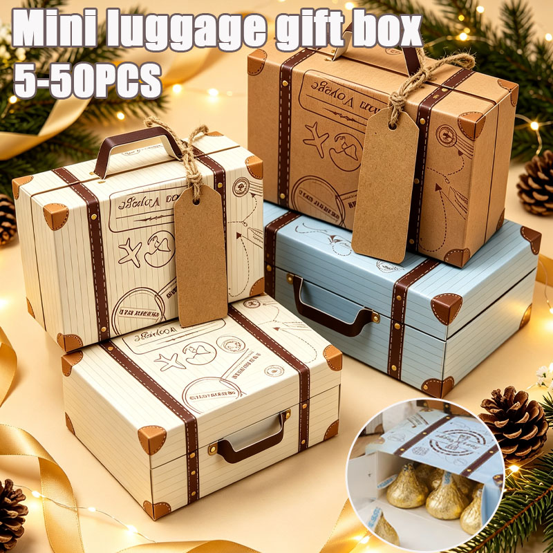 Wedding Cake Supply - 5個入り～50個入り ミニスーツケース型ギフトボックス。ヨーロッパ風のシンプルなデザインで、キャンディ、クッキー、ケーキ、焼き菓子などの包装に最適。結婚式の引き出物やパーティー用品としても。