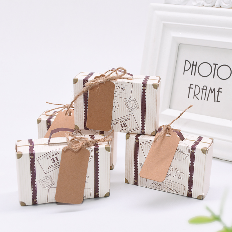 Supplier Wedding - Diyキャンディーボックス紙結婚式の好意旅行紙のギフト包装箱ハンドルロープタグ誕生日ベビーシャワーパーティーサプライヤー