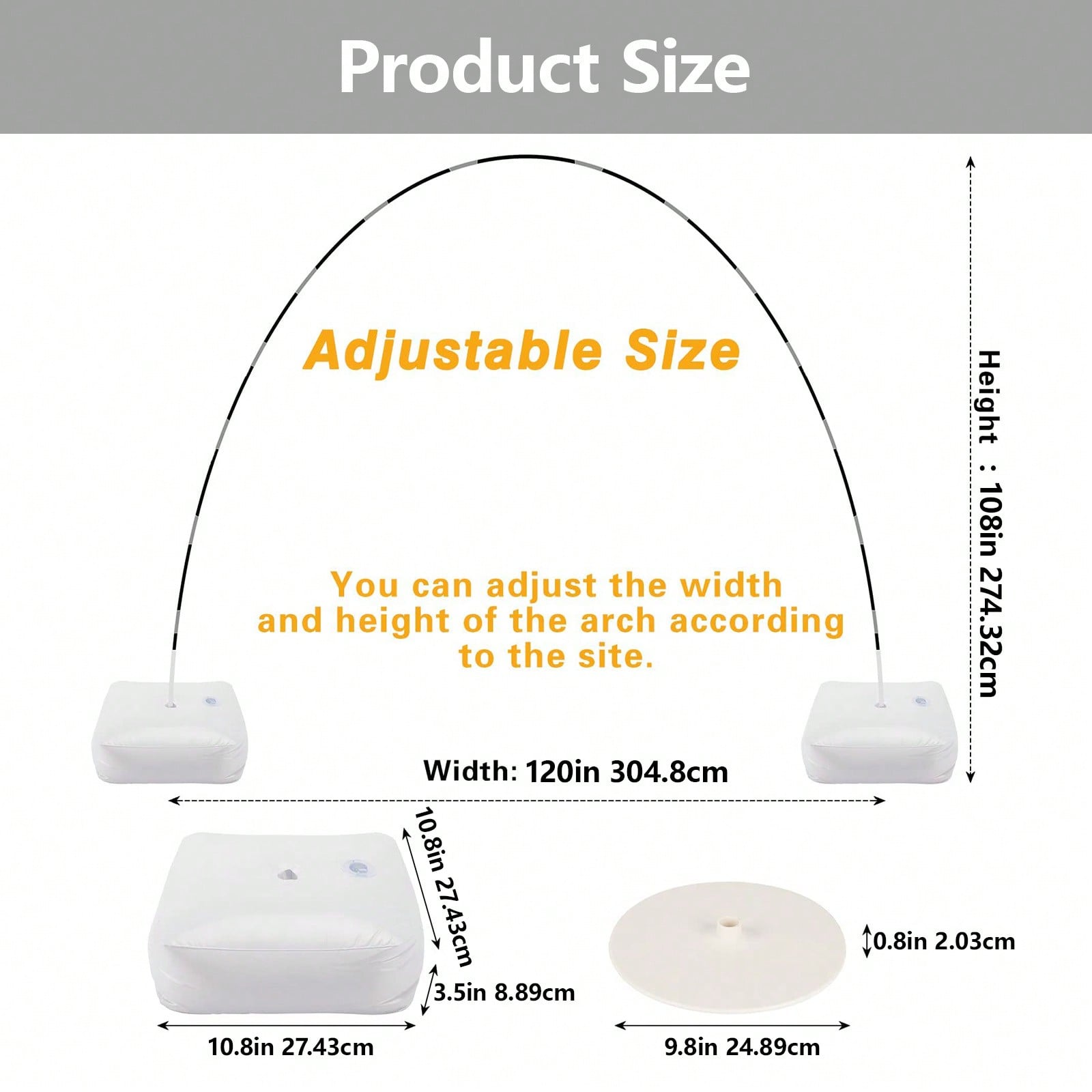 1セット バルーンアーチスタンドキット、幅120インチの調整 - Wedding Balloon Arch のレビューと価格