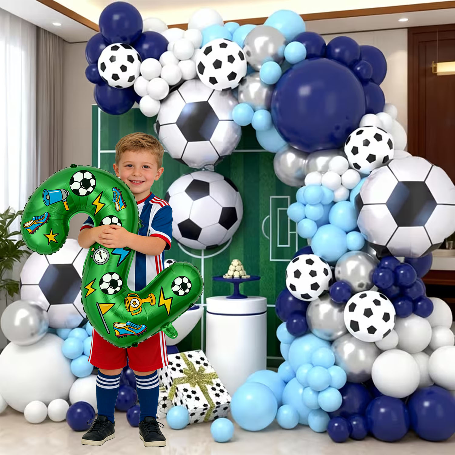 サッカーをテーマにしたバルーンアーチキット、誕生日パーティー - Wedding Day Supply Kit のレビューと価格