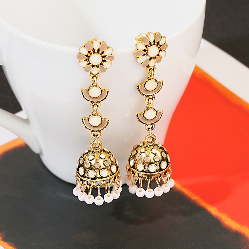 Jhumka jhumki多色ビーズタッセルインド女性の花ロ - Indian Wedding Supply のレビューと価格
