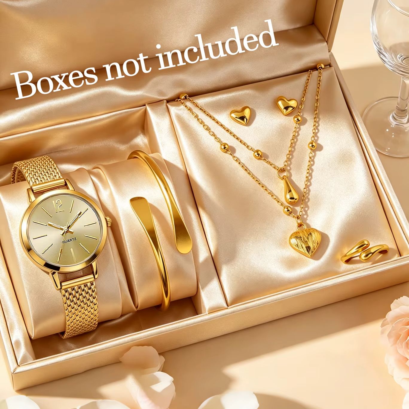 レディース 6点セット ゴールドウォッチ＆ジュエリーセット。 - Wedding Package Gold のレビューと価格