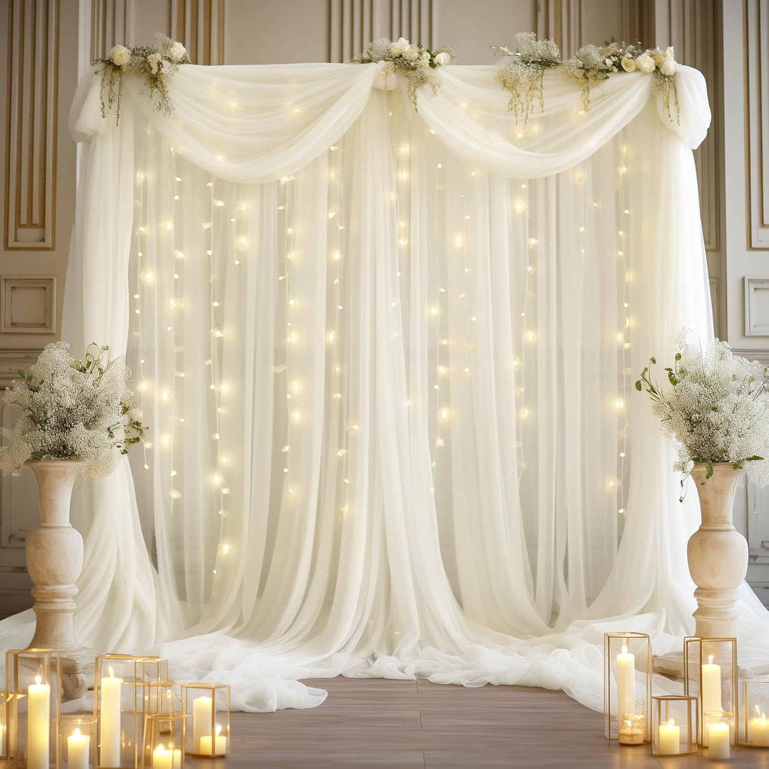 1パックのウェディングチュール背景セット、2個の1.6×3M - Wedding Balloon Arch のレビューと価格